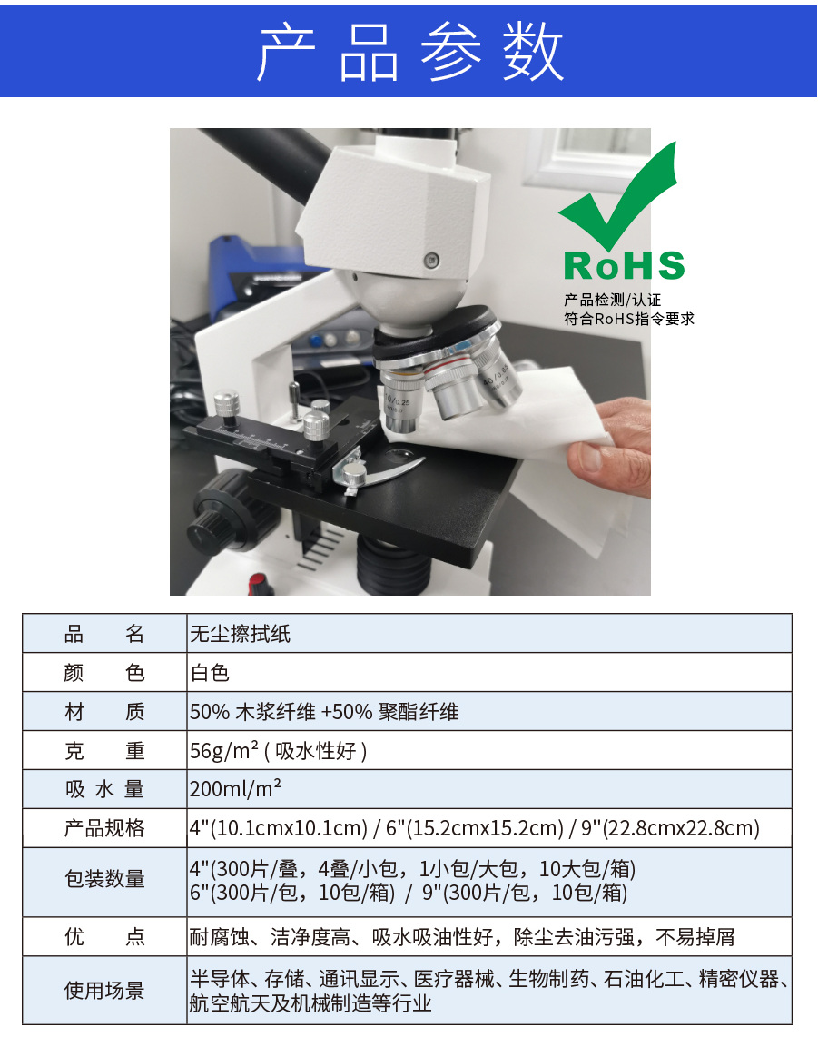 兴业卓辉工业擦拭布产品参数 兴业卓辉工业擦拭布产品参数